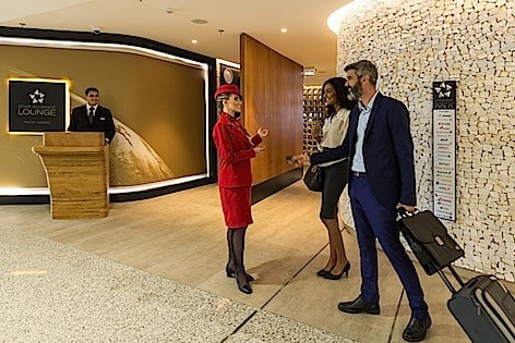 Guests being welcomed to the new Star Alliance Lounge in Rio de Janeiro