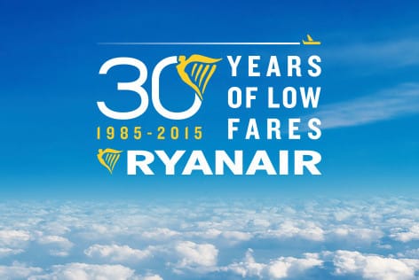 Ryanair festeggia 30 anni di tariffe basse