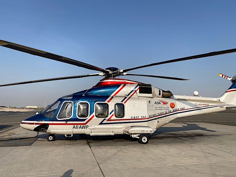 Abu Dhabi Aviation: primo volo elicotteristico con carburate SAF negli Emirati Arabi Uniti e in Medio Oriente con un AW139
