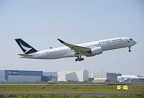 Volo inaugurale del primo A350 XWB di Cathay Pacific a Tolosa