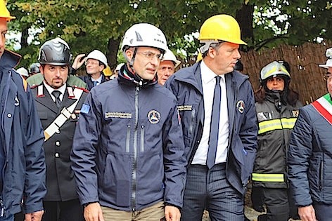 Durante la visita alla zona rossa di Accumoli