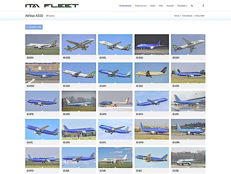 ITA Fleet. Tutto sulla flotta ITA Airways è ora sul Web