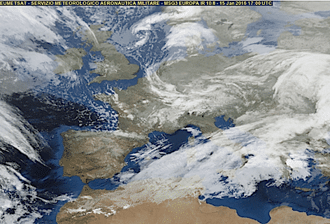 Eumetsat Serv. A.M. EU IR 15 gen. 2016 17:00 UTC (Immagine Aeronautica Militare)