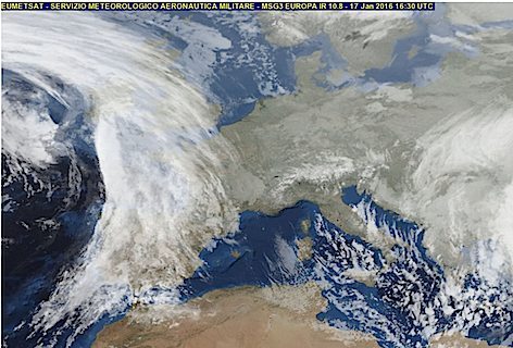 Eumetsat Meteo AM IR 17 gen. 2016 16:30 (servizio Meteorologico Aeronautica MIlitare)