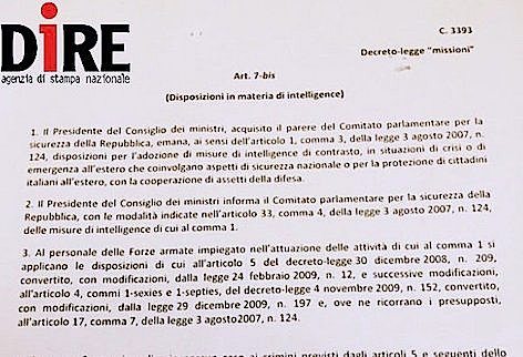 I poteri degli 007 alle forze speciali, ecco l’emendamento  (Agenzia Dire)