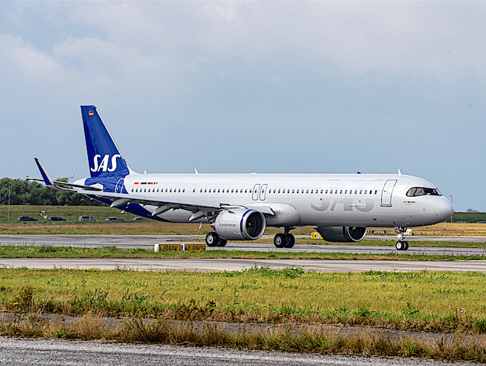 SAS prende in consegna il suo primo A321LR utilizzando carburante sostenibile