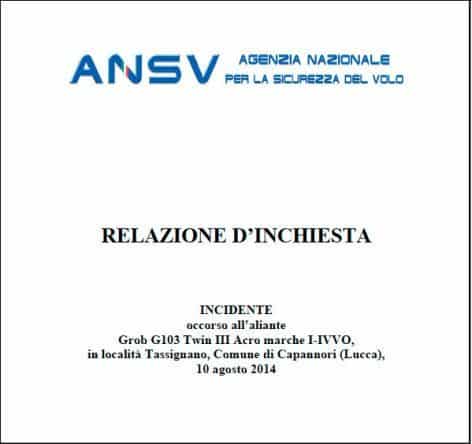 Relazione ANSV incidente I-IVVO copertina