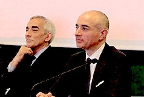 Il presidente di Aeroporto Guglielmo Marconi di Bologna S.p.A. Enrico Postacchini (a sx.) e il direttore generale Nazareno Ventola riconfermato AD (foto Aeroporto Marconi Bologna)
